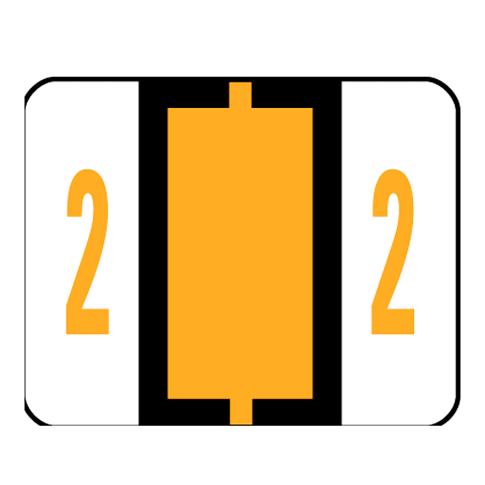 Smead BCCRN Bar-Style Permanent Numerical Labels, 2, Light Orange, Roll Of 500