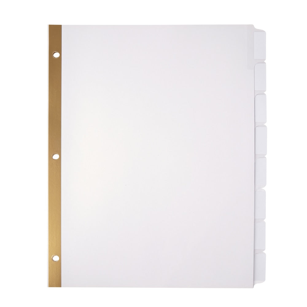 Office Depot Brand Index Dividers, 8 Tabs, 8 1/2in x 11in, White, Pack Of 5
