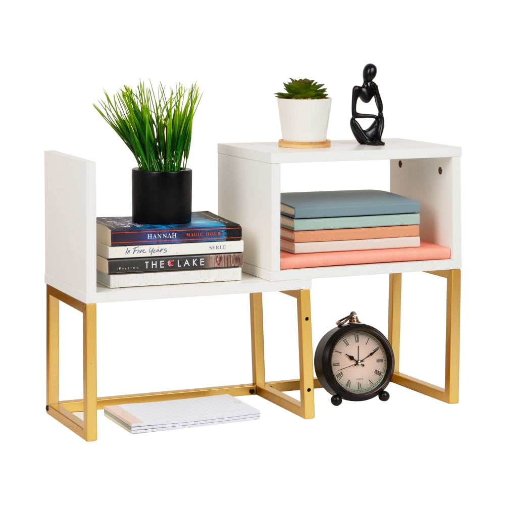 Mind Reader 5-Compartment Desktop Bookshelf, 15-3/4inH x 7-7/8inW x 23-2/3inD, White