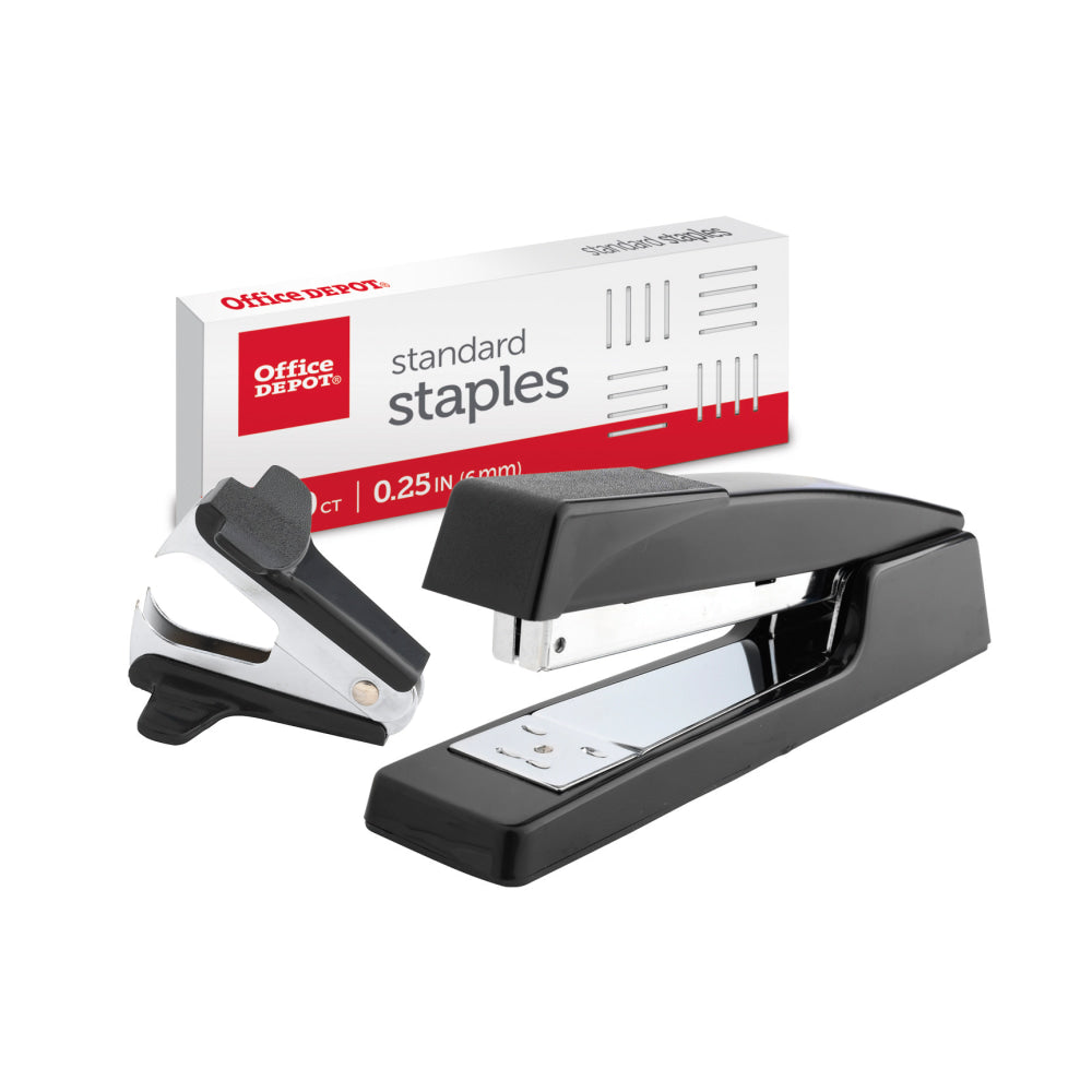 Office Depot Brand Premium Full-Strip Stapler Combo WIth Staples And Remover, Black, 8488C1ODUODP501