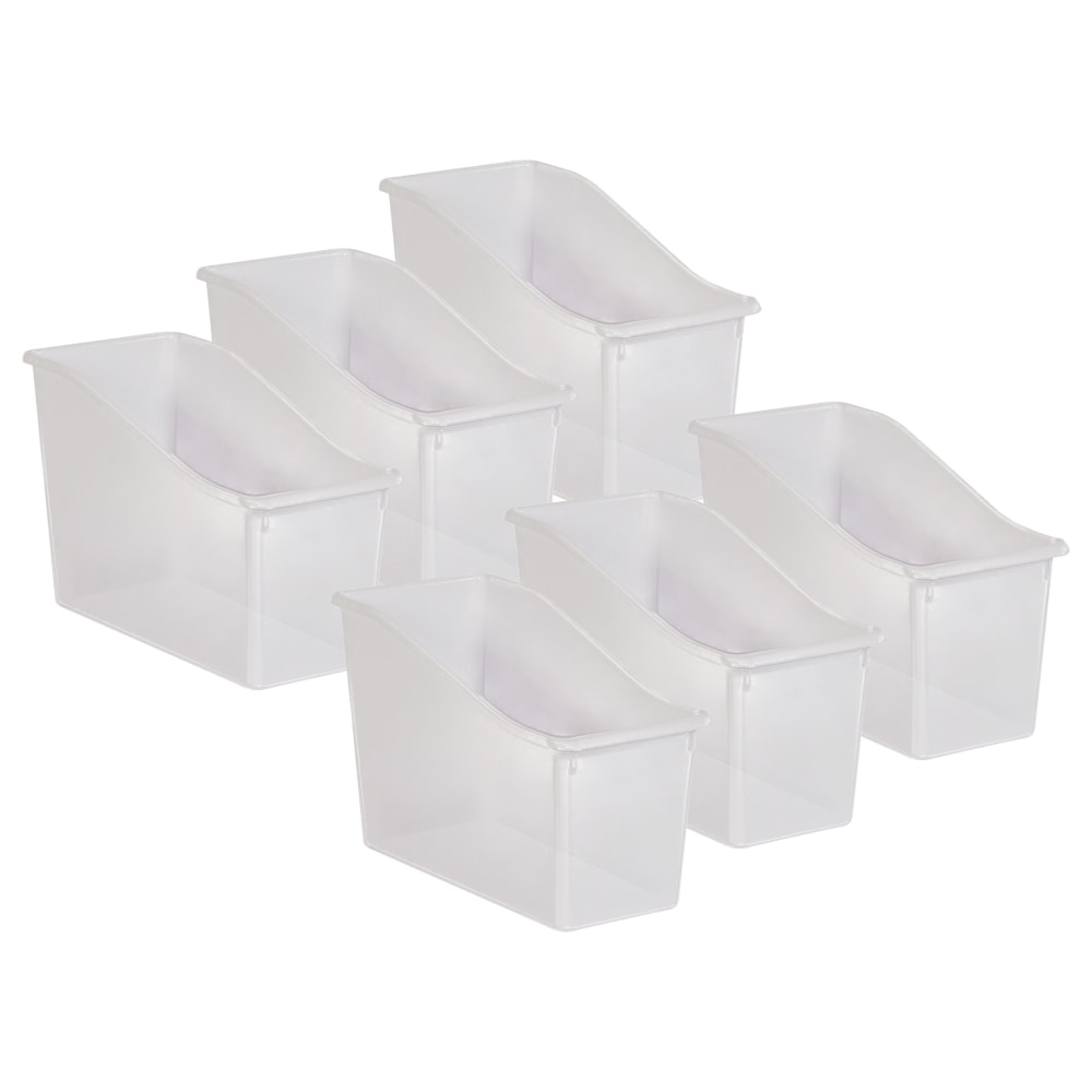 Teacher Created Resources Plastic Book Bins, 7-1/2inH x 11-3/8inW x 5-1/2inD, Clear, Pack Of 6 Bins