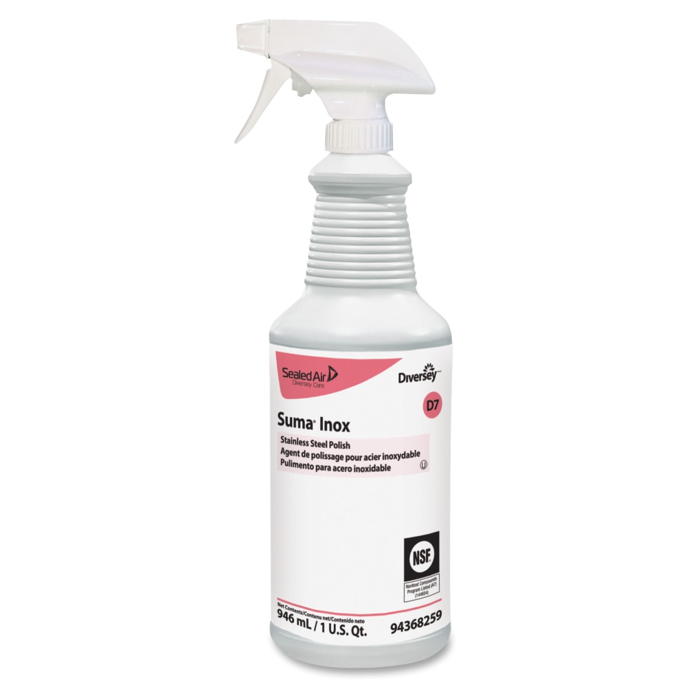 Diversey Suma Inox Stainless Steel Polish - Ready-To-Use - 32 fl oz (1 quart) - Hydrocarbon Scent - Luster - Clear - 6 / Carton