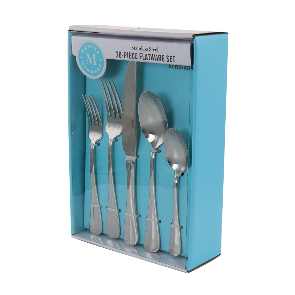 Martha Stewart Springbank Stainless-Steel 20-Piece Flatware Set, Silver
