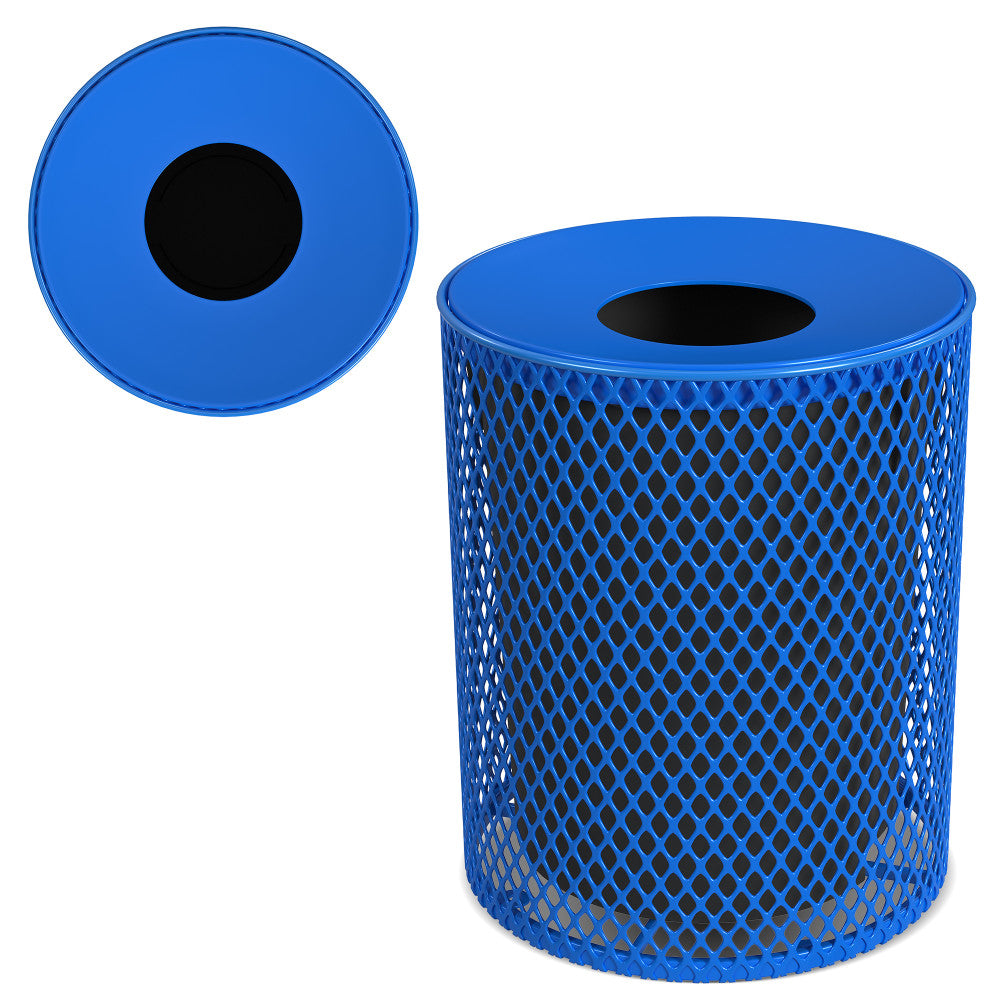 Leisure Craft Expanded Metal Outdoor Receptacle, 32-Gallon, Blue