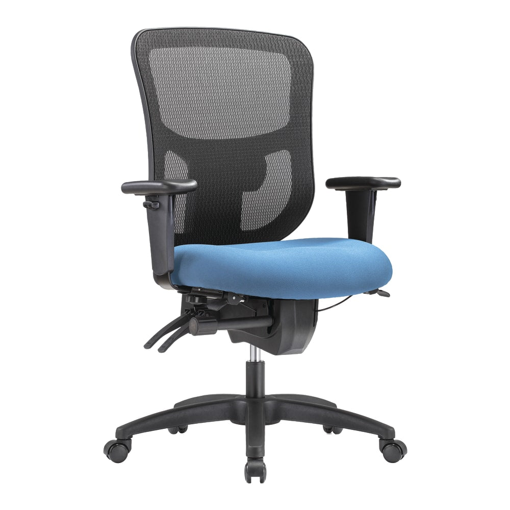 WorkPro 9500XL Series Big & Tall Ergonomic Mesh/Premium Fabric Mid-Back Chair, Black/Sky Blue, BIFMA Compliant