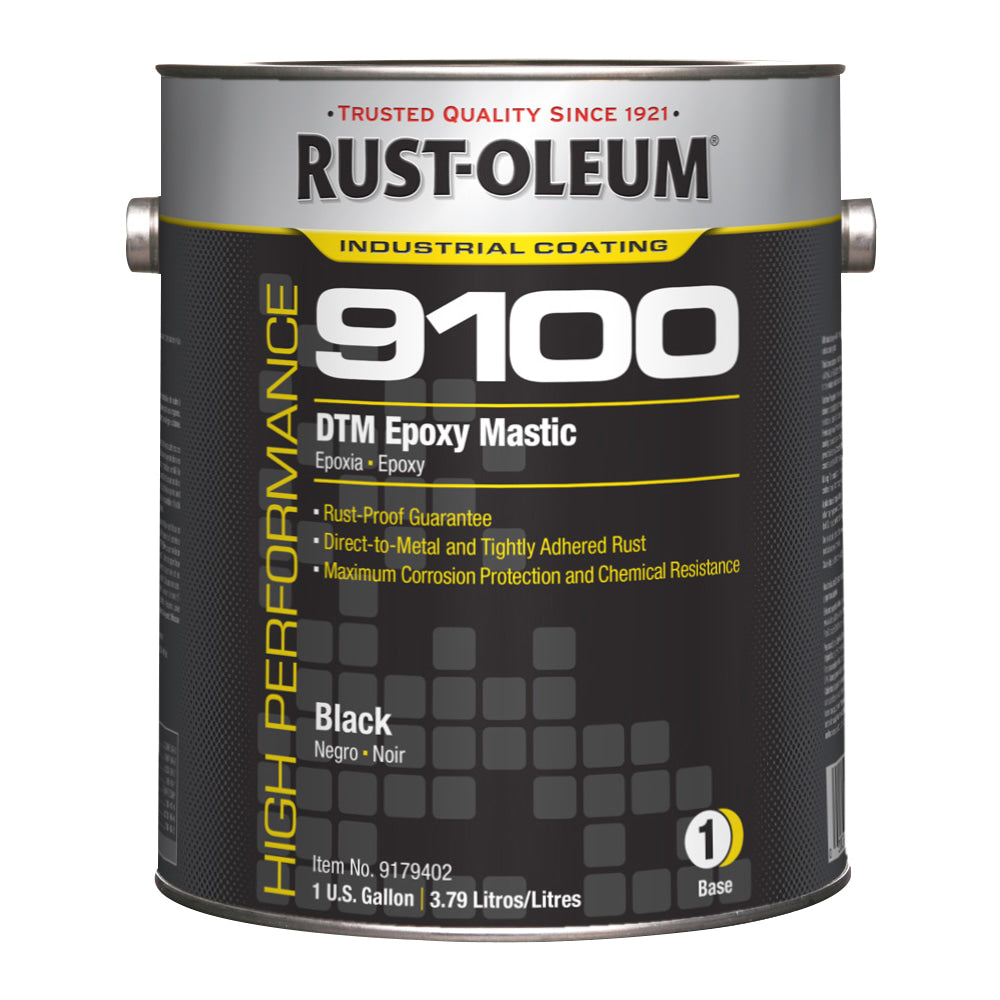 Rust-Oleum High Performance 9100 System DTM Epoxy Mastic Paint Cans, 1 Gallon, Gloss Black, Pack Of 2 Paint Cans