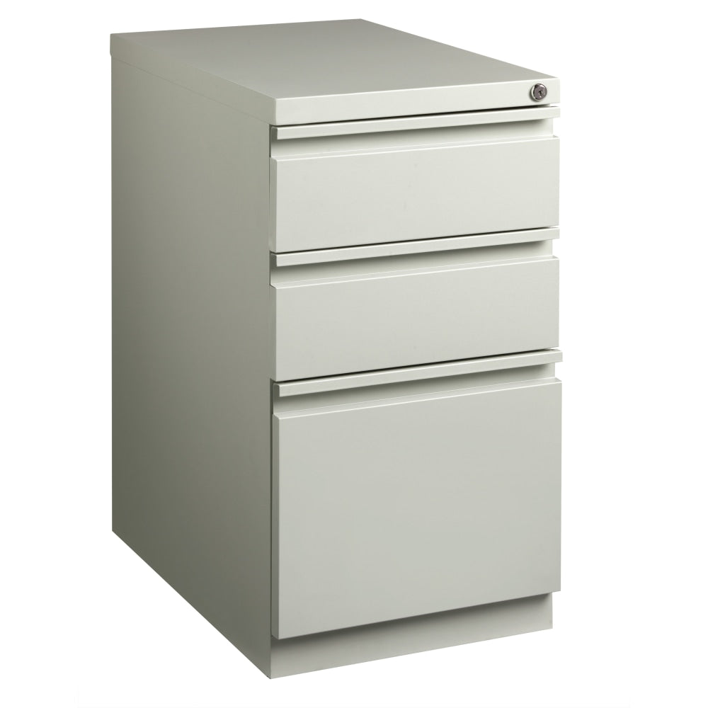 WorkPro 23inD Vertical 3-Drawer Letter-Size Mobile Pedestal File Cabinet, Metal, Light Gray
