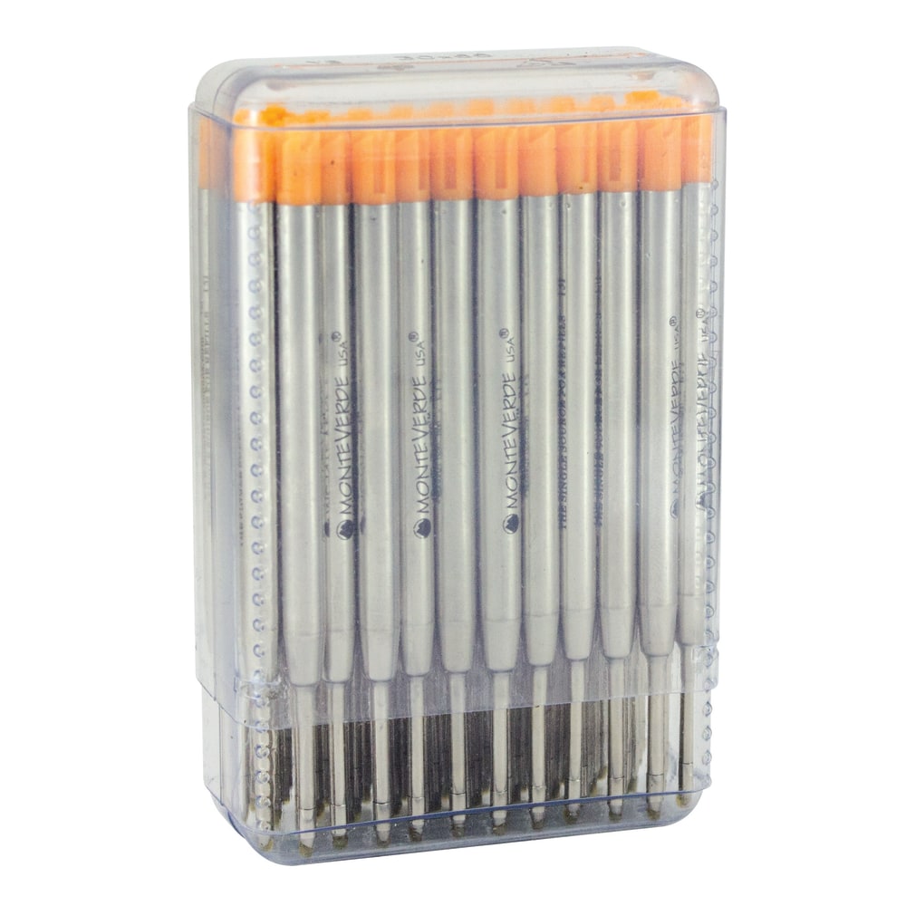 Monteverde Soft Roll Parker Style Ballpoint Refills, Medium Point, 0.7 mm, Orange, Pack Of 50