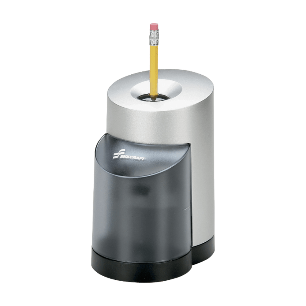 SKILCRAFT Electric Pencil Sharpener, 5 3/4in x 3 3/4in, Black/Silver (AbilityOne 7520-01-241-4229)