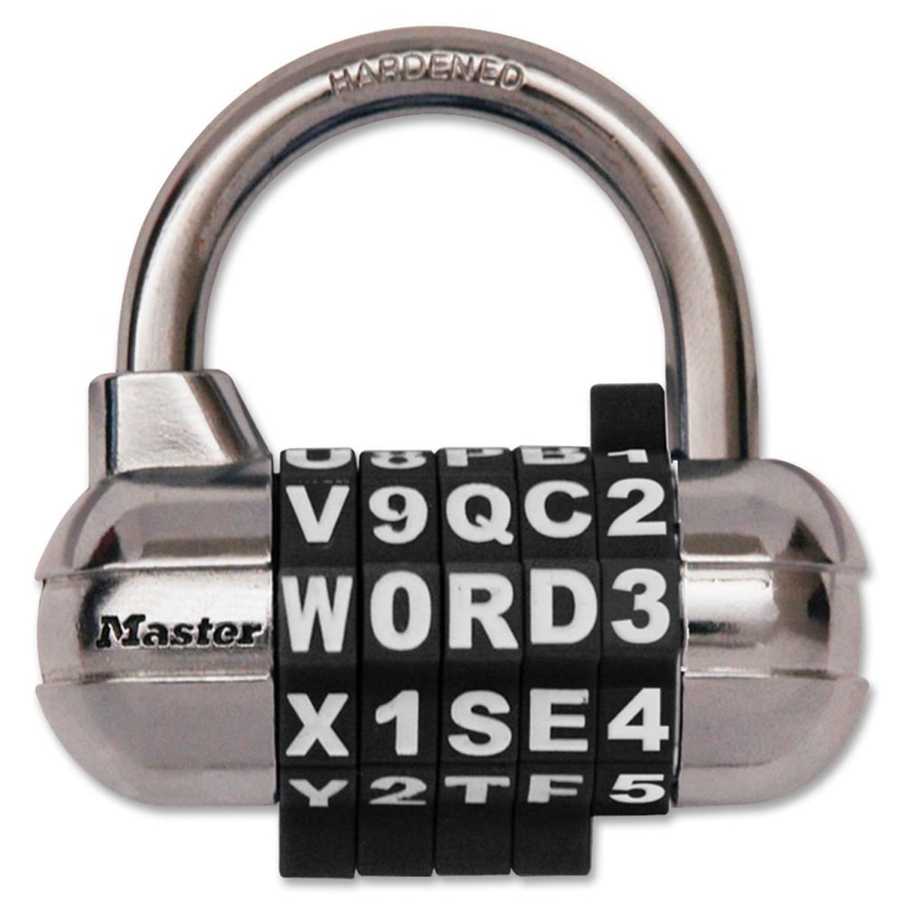 Master Lock Combination Alpha Padlock - 0.25in Shackle Diameter - Chrome - Black, Silver - 1 Each
