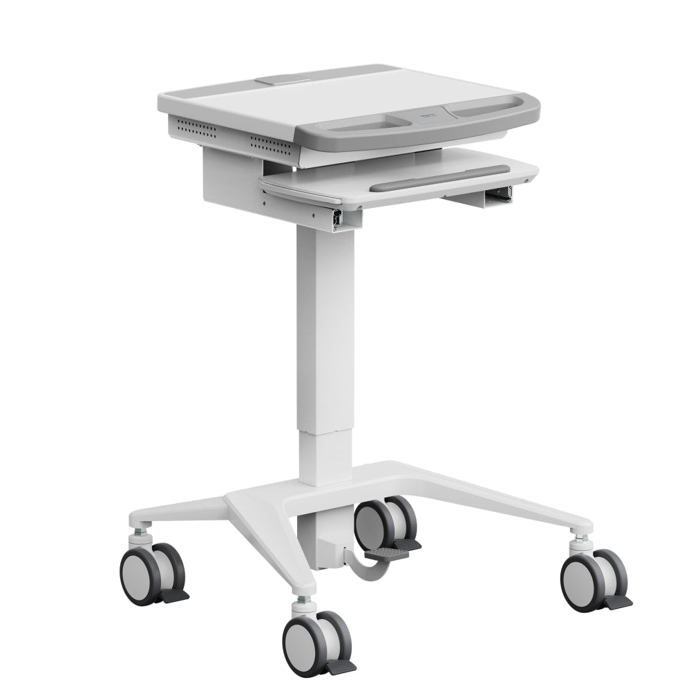Mount-It! MedHub Mobile Medical Cart Workstation With Locking Caster Wheels, White/Gray