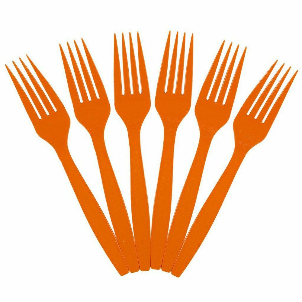 JAM PAPER Big Party Pack of Premium Plastic Forks, Orange, 100 Disposable Forks/Box