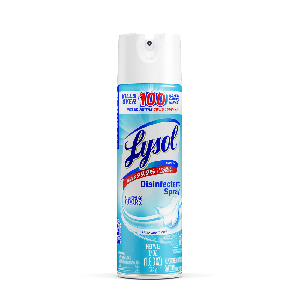 Lysol Crisp Linen Disinfectant Spray - 19 fl oz (0.6 quart) - Crisp Linen Scent - 1 Each - Easy to Use - Clear