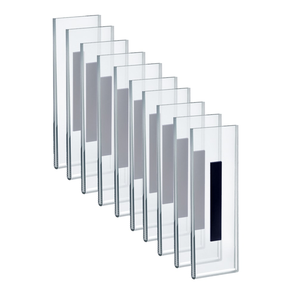 Azar Displays Magnet Back Vertical U-Frame Sign Holders, 7inH x 2inW x 1/4inD, Clear, Pack Of 10 Sign Holders
