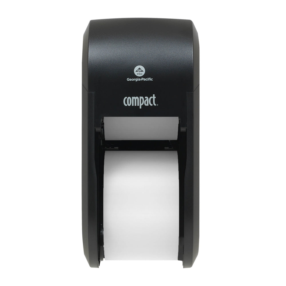 Compact by GP PRO, 2-Roll Vertical Coreless High-Capacity Toilet Paper Dispenser, 56790A, 7.35in x 6.21in x 13.6in, Black, 1 Dispenser