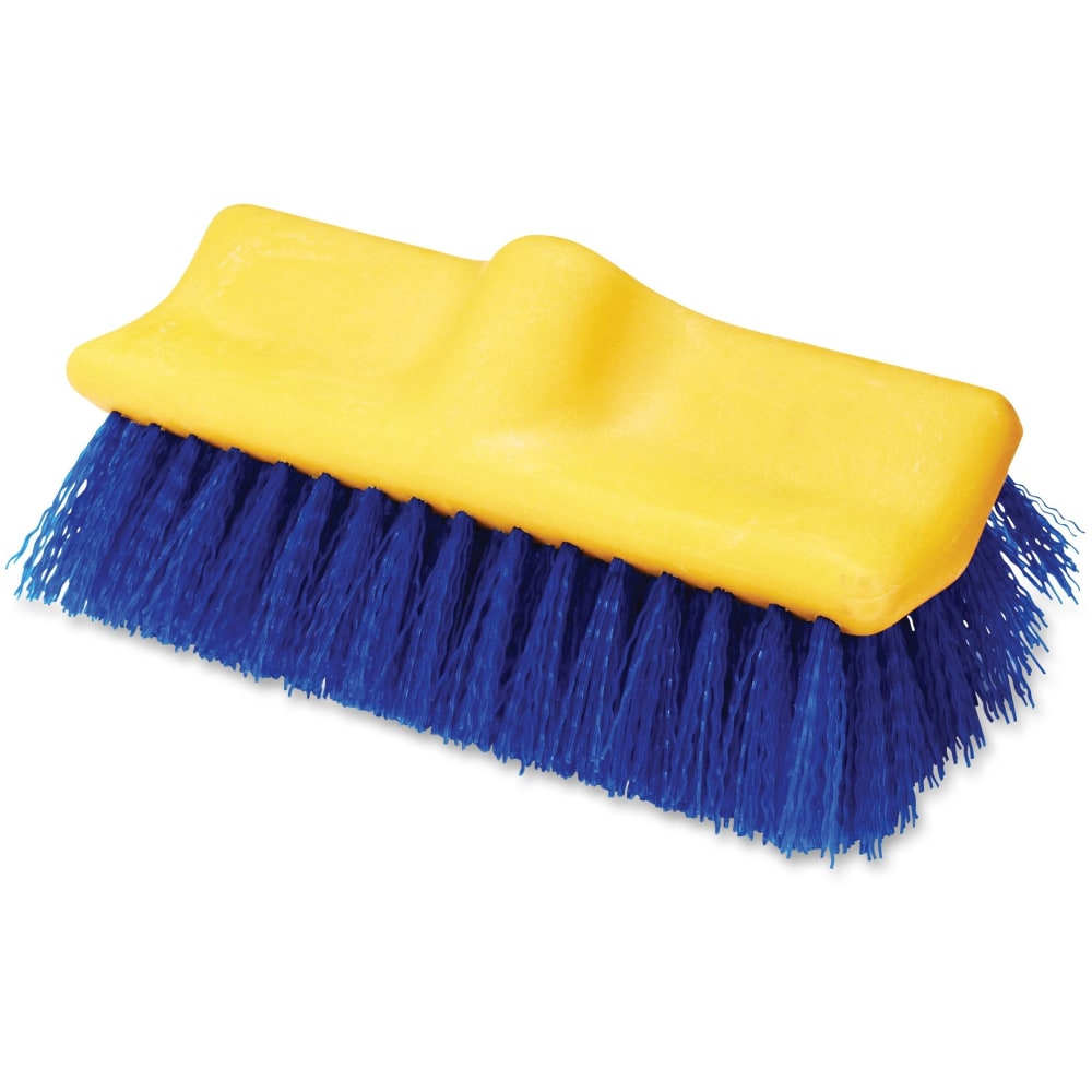 Rubbermaid Commercial Plastic Block Floor Scrub - 2in Palmyra Bristle - 10in Brush Face - Blue, Yellow - 6 / Carton