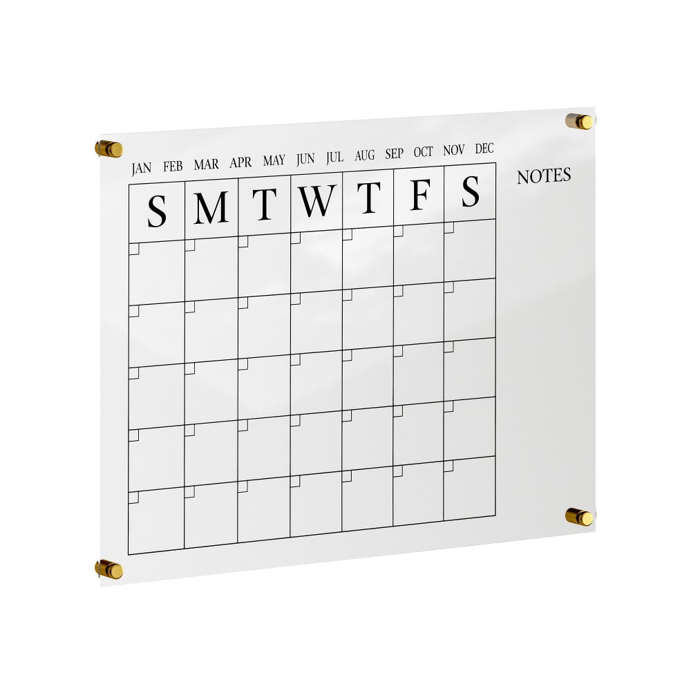Martha Stewart Grayson Monthly Acrylic Wall Calendar, 18in x 24in, Clear/Black, Undated