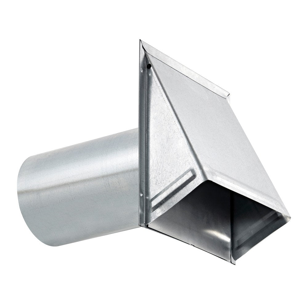 Lambro 6-In. 26-Gauge Galvanized Steel Exhaust Wall Hood Vent with Damper and 11-In. Pipe, Silver, 3460G-11