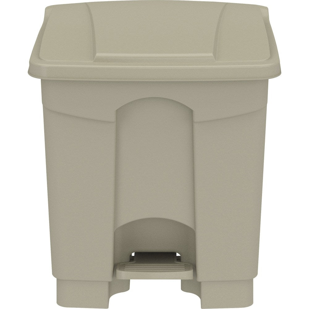 Safco Plastic Step-on Waste Receptacle - 8 gal Capacity - Easy to Clean, Foot Pedal, Lightweight - 17.3in x 16inx 16in Depth - Plastic - Tan - 1 / Carton