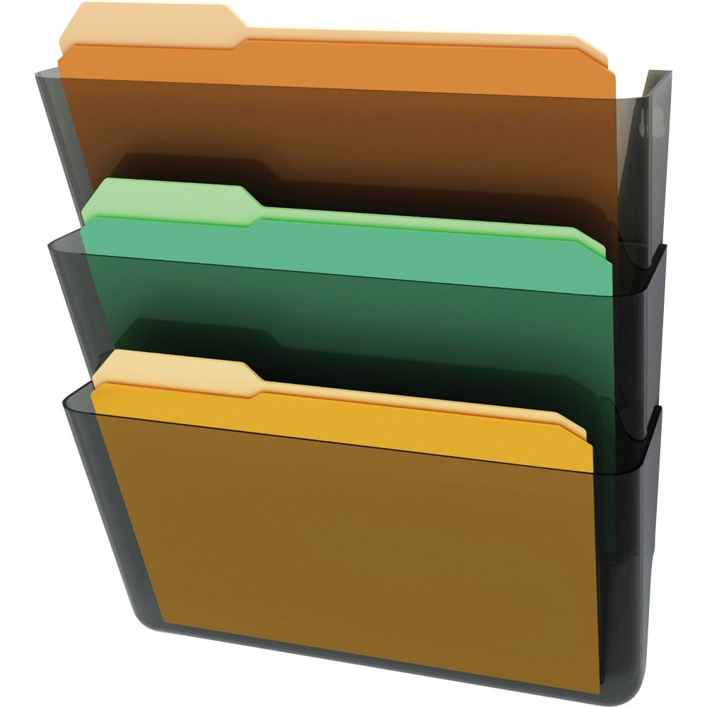 Deflecto Stackable Wall File Pocket, 3 Pack, Smoke