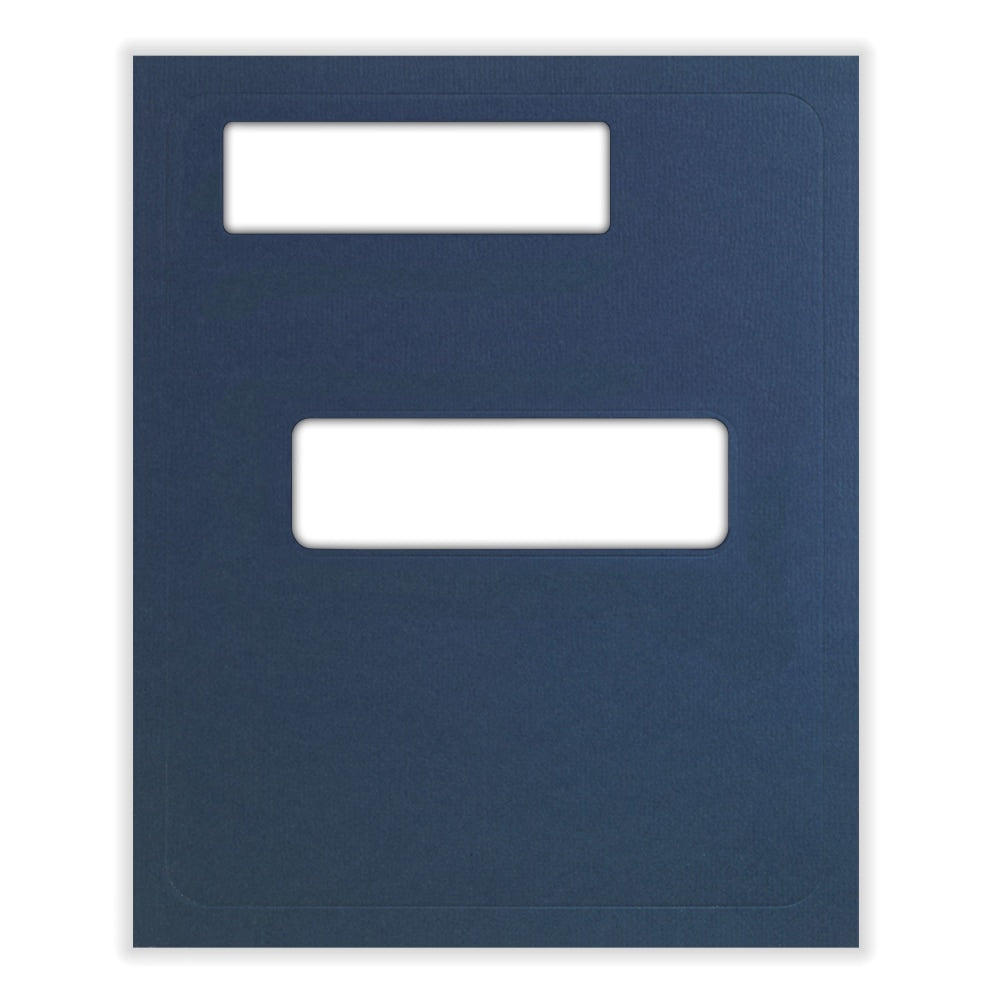 ComplyRight Tax Presentation Folder, Double Offset Windows, 1/2in Spine, Single Pocket, Navy Blue, 8-3/4in x 11-1/4in, Pack of 50