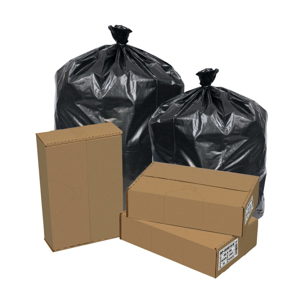 Pitt Plastics Repro Can Liners, 40 Gallon, Black, 1.2 mil, Pack Of 100 Liners