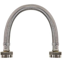 Certified Appliance Accessories Braided Stainless Steel Water-Inlet Hose, Female to Female - 12in - Silver, Stainless Steel - WI12SSFF