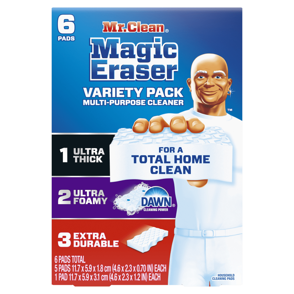 Mr. Clean Magic Eraser Cleaning Pads Variety Pack, 4-5/8in x 2-5/16in, Pack Of 6 Pads