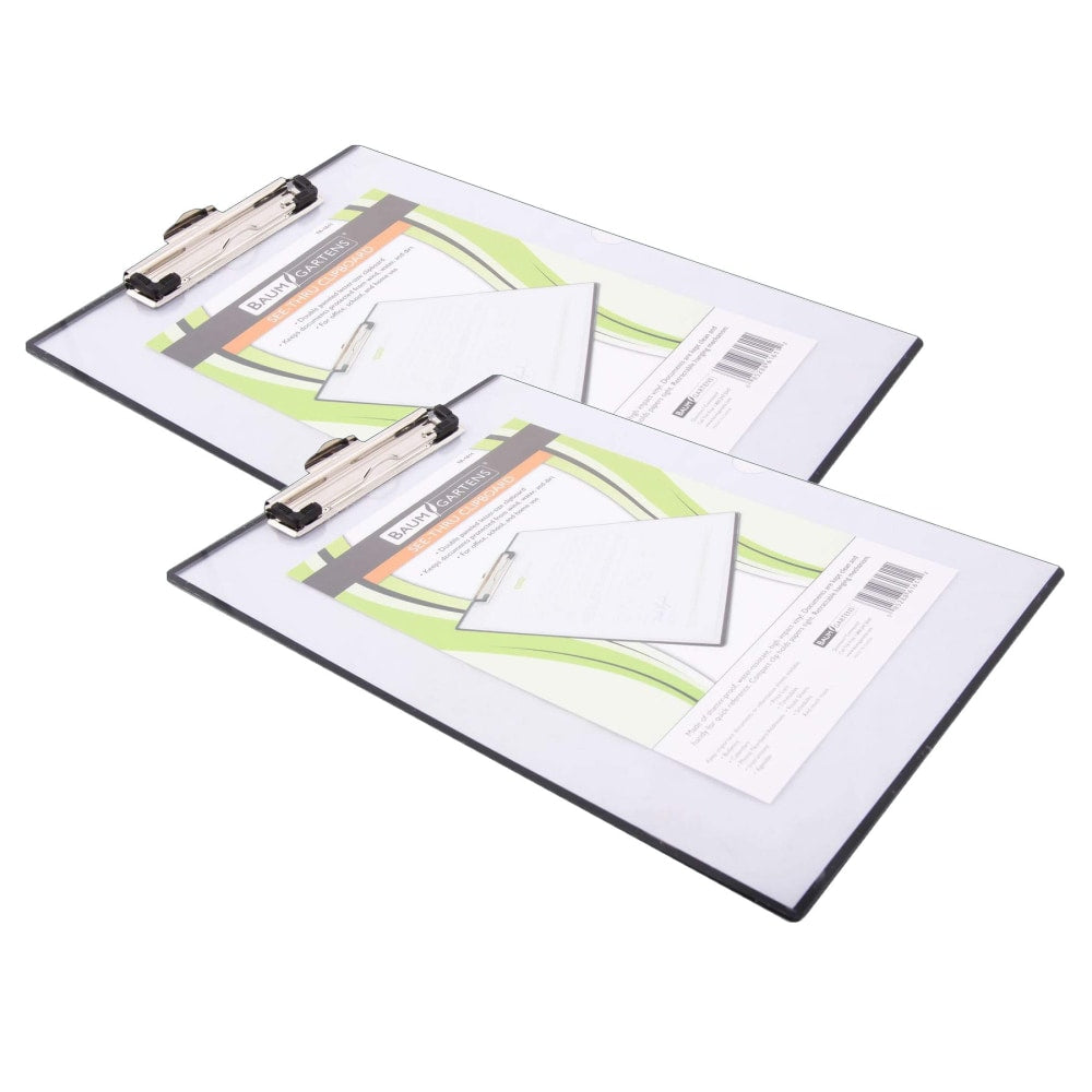 Baumgartens Mobile OPS Unbreakable Quick Reference Clipboard With Dry Eraseable Transparent Protective Cover, Clear, Pack Of 2