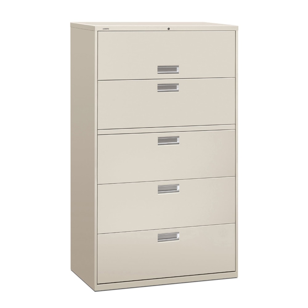 HON Brigade 600 42inW x 18inD Lateral 5-Drawer File Cabinet, Light Gray