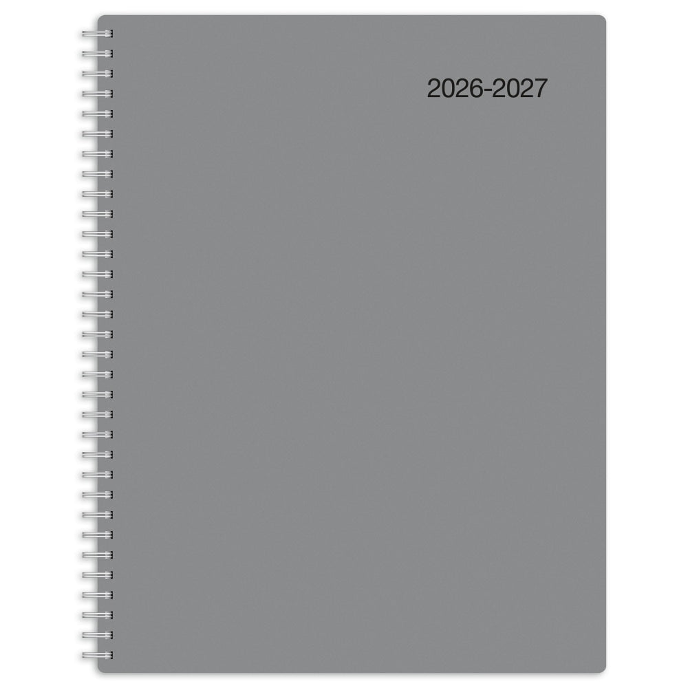 2026-2027 Office Depot Brand Monthly Academic Planner, 8-1/2in x 11in, 30% Recycled, Gray, July 2026 To June 2027