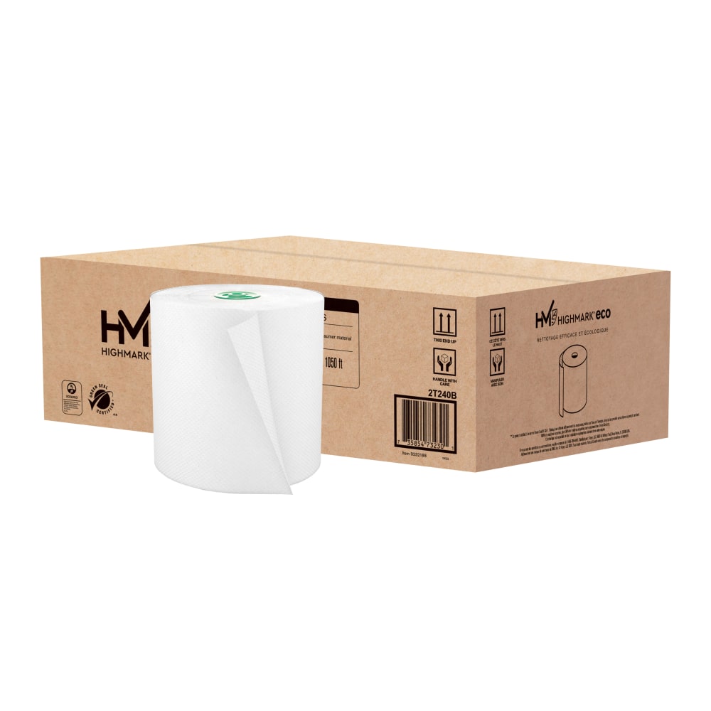 Highmark ECO 1-Ply Paper Towels, 100% Recycled, 1050ft Per Roll, Pack Of 6 Rolls