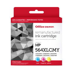 Office Depot Remanufactured Cyan; Magenta; Yellow High-Yield Ink Cartridge Replacement For HP 564XLCMY, Pack Of 3