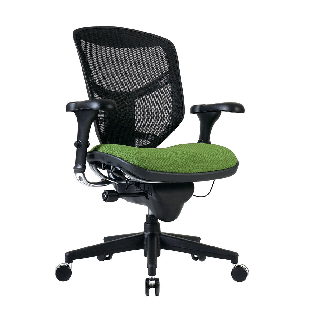 WorkPro Quantum 9000 Series Ergonomic Mesh/Premium Fabric Adjustable-Back Office Chair, Black/Lime, BIFMA Compliant