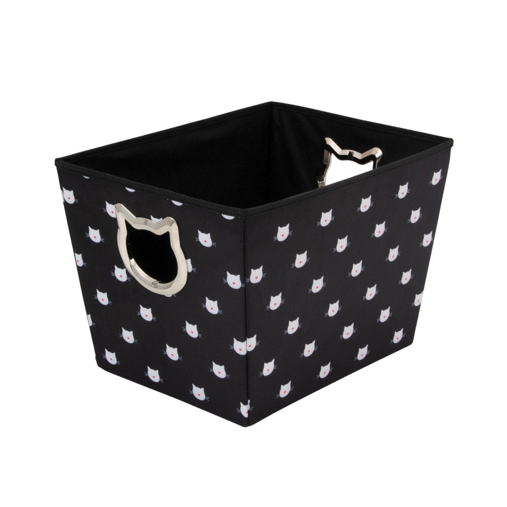 Advantus Fabric Cat Toy Bin, 10inH x 10-3/4inW x 14-1/2inL, Black