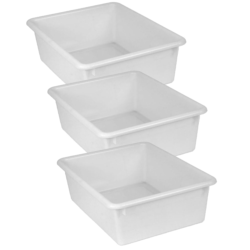 Romanoff Products Double Stowaway Trays, 5-1/2inH x 13-1/2inW x 16inD, White, Pack Of 3 Trays