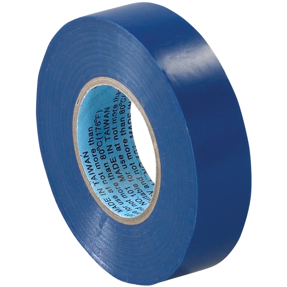 Tape Logic 6180 Electrical Tape, 1.25in Core, 0.75in x 60ft, Blue, Case Of 10