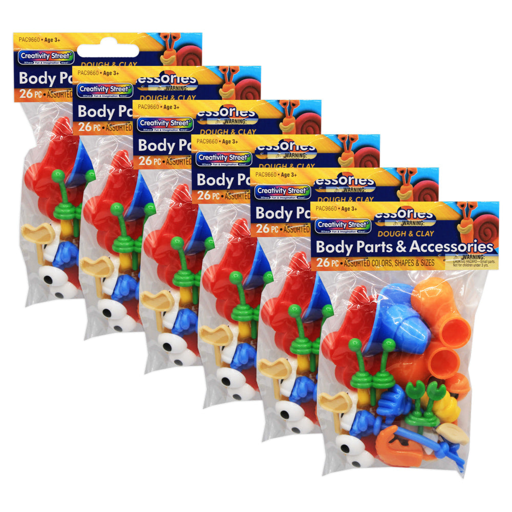 Creativity Street Modeling Dough & Clay Body Parts & Accessories, 26 Pieces Per Pack, Set Of 6 Packs