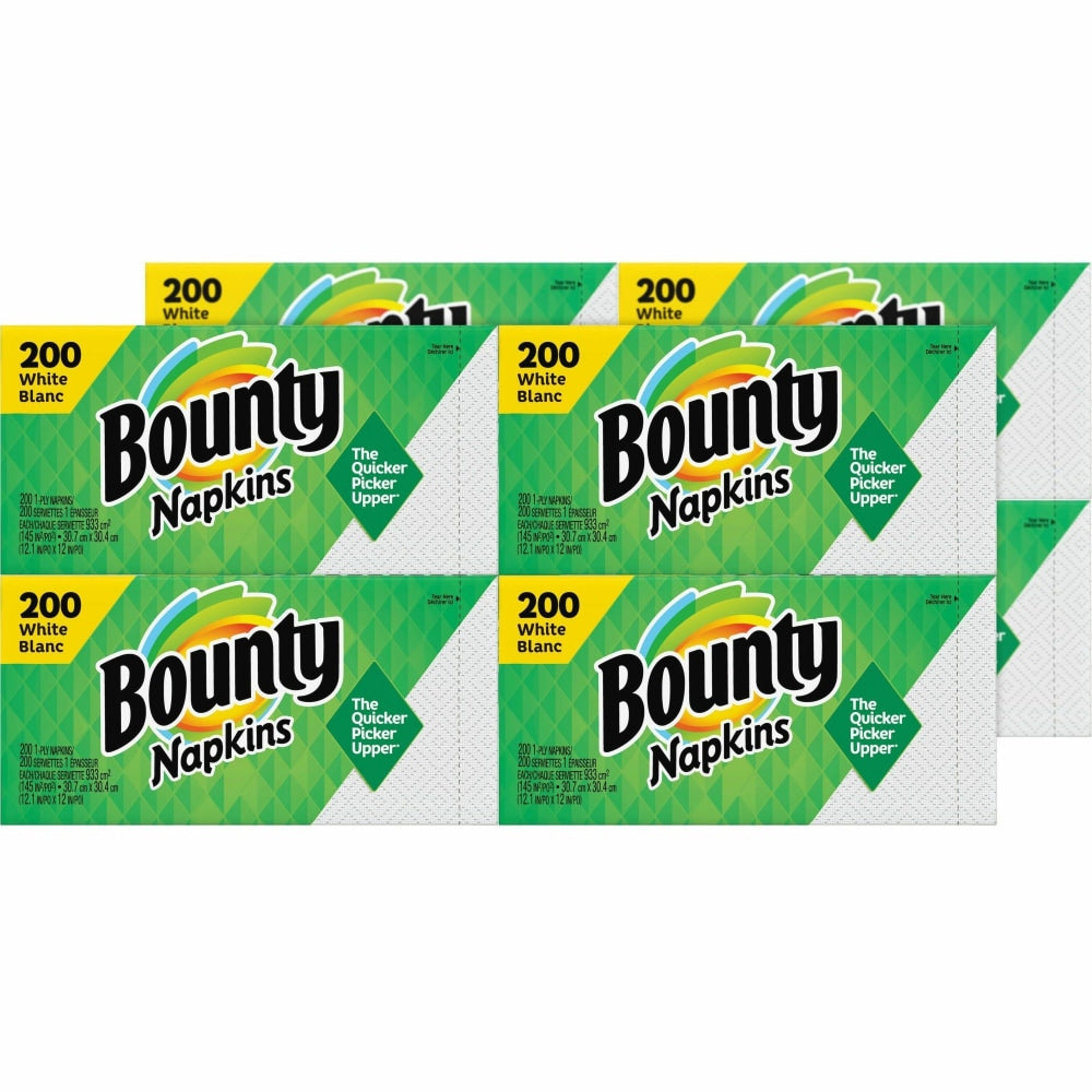 Bounty Quilted Napkins - 1 Ply - 12in Width x 12in Length - Quilted Surface - White - Paper - 200/Pack - 8 / Carton