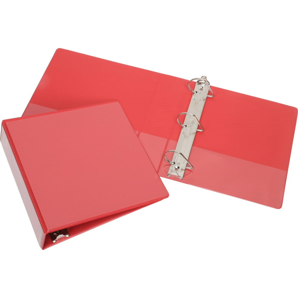 SKILCRAFT Slant D-Ring View Binder, 2 1/2in, 8 1/2in x 11in (Letter), Red, Clear Overlay, 1 Each