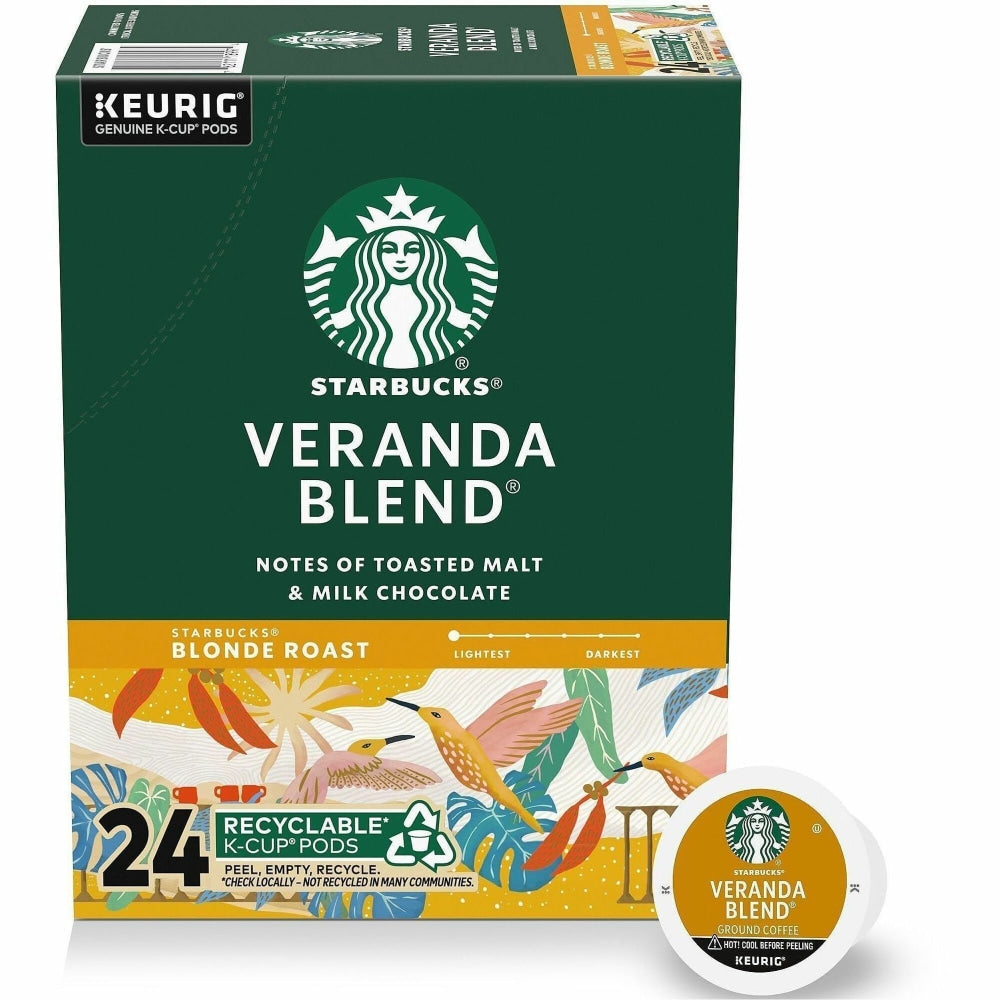 Starbucks Single-Serve Coffee K-Cup, Veranda Blend, Carton Of 24