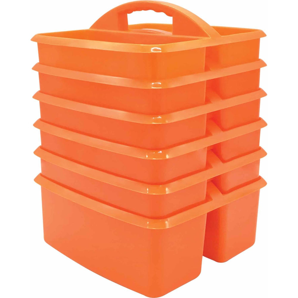 Teacher Created Resources Plastic Storage Caddies, 5-1/4inH x 9-1/4inW x 9inD, Orange, Pack Of 6 Caddies