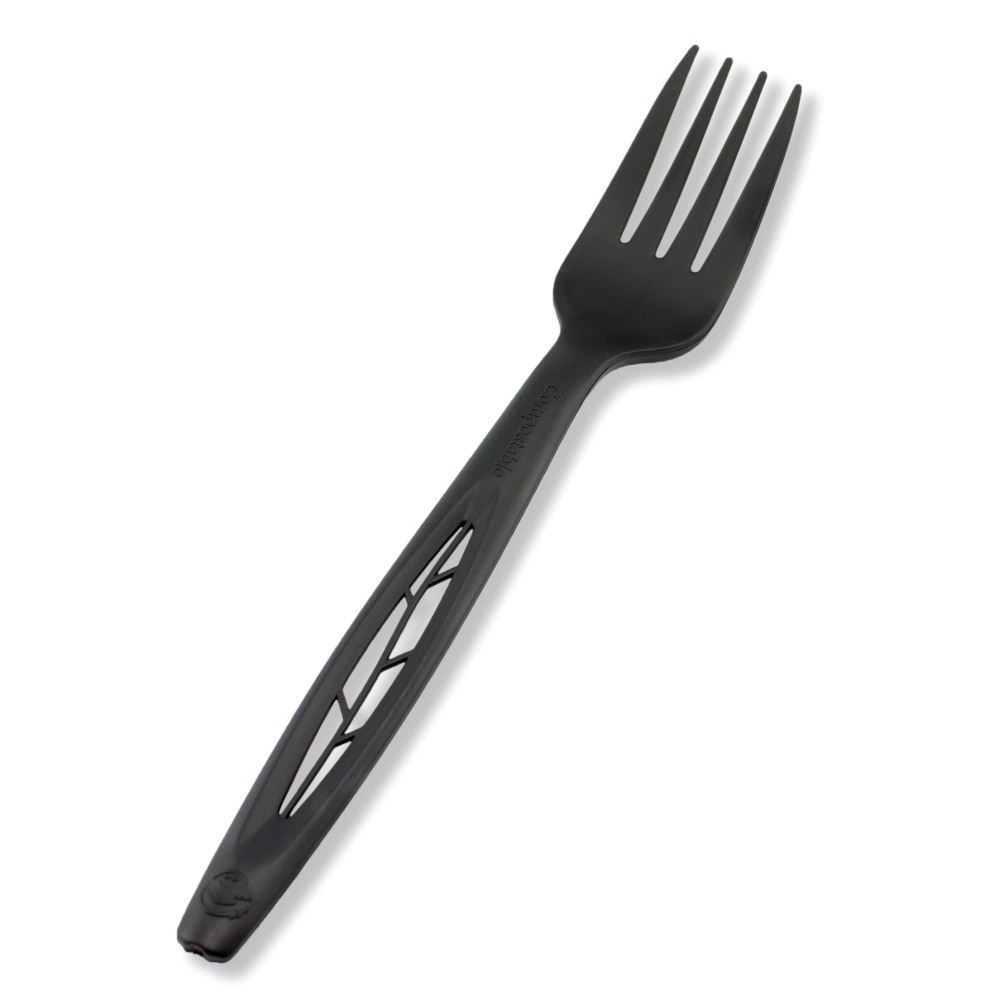 StalkMarket Compostable Cutlery Forks, Pearlescent Black, Pack Of 1000