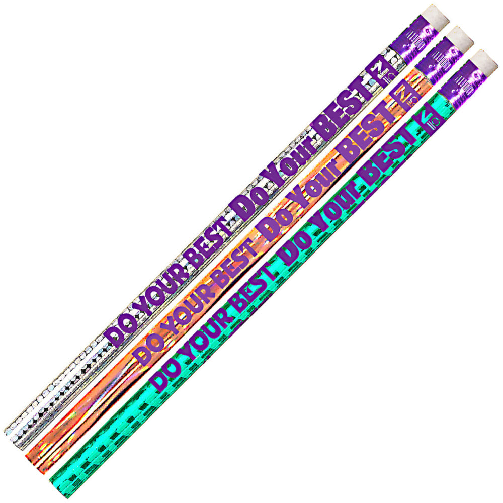 Musgrave Pencil Co. Inc. Motivational Pencils, No. 2 Lead, Do Your Best On The Test, 12 Pencils Per Pack, Set Of 12 Packs, MUS1536D12
