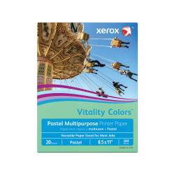 Xerox Vitality Colors Multi-Use Printer & Copy Paper, 1 Ream, Green, Letter (8.5in x 11in), 500 Sheets Per Ream, 20 Lb, 30% Recycled