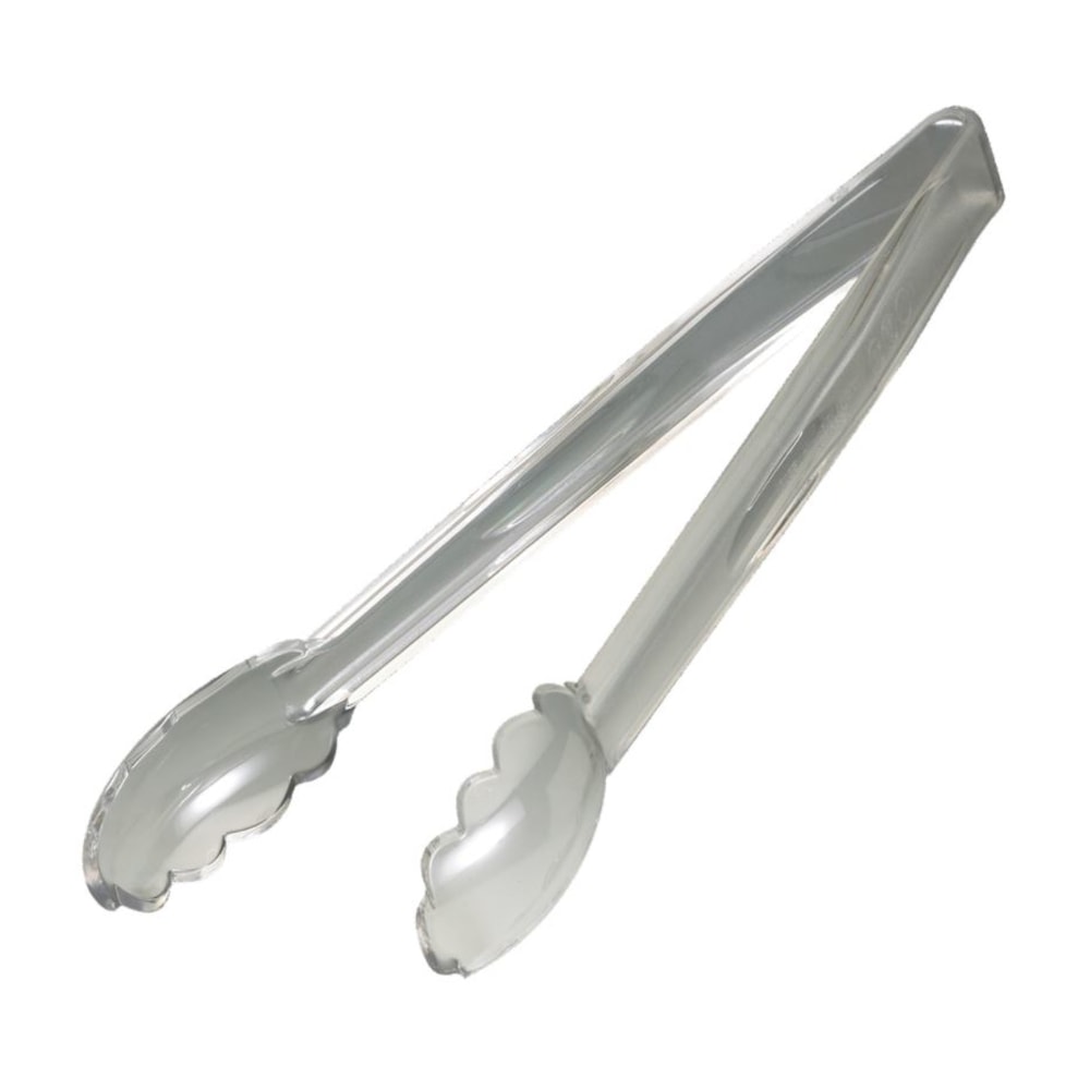Cambro Plastic Tongs, Scallop Grip, 12in, Clear, Pack Of 12 Tongs