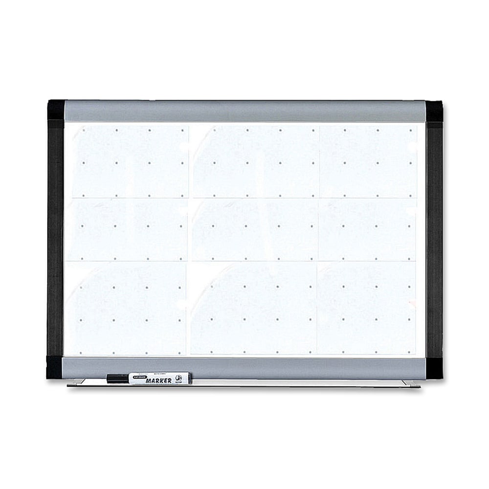 Lorell Magnetic Unframed Dry-Erase Whiteboard With Grid Lines, 48in x 36in, Ebony/Silver Metal Frame