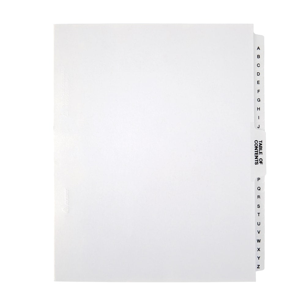 Office Depot Brand Legal Index Exhibit Unpunched Dividers With Laminated Tabs, Black/White, A-Z