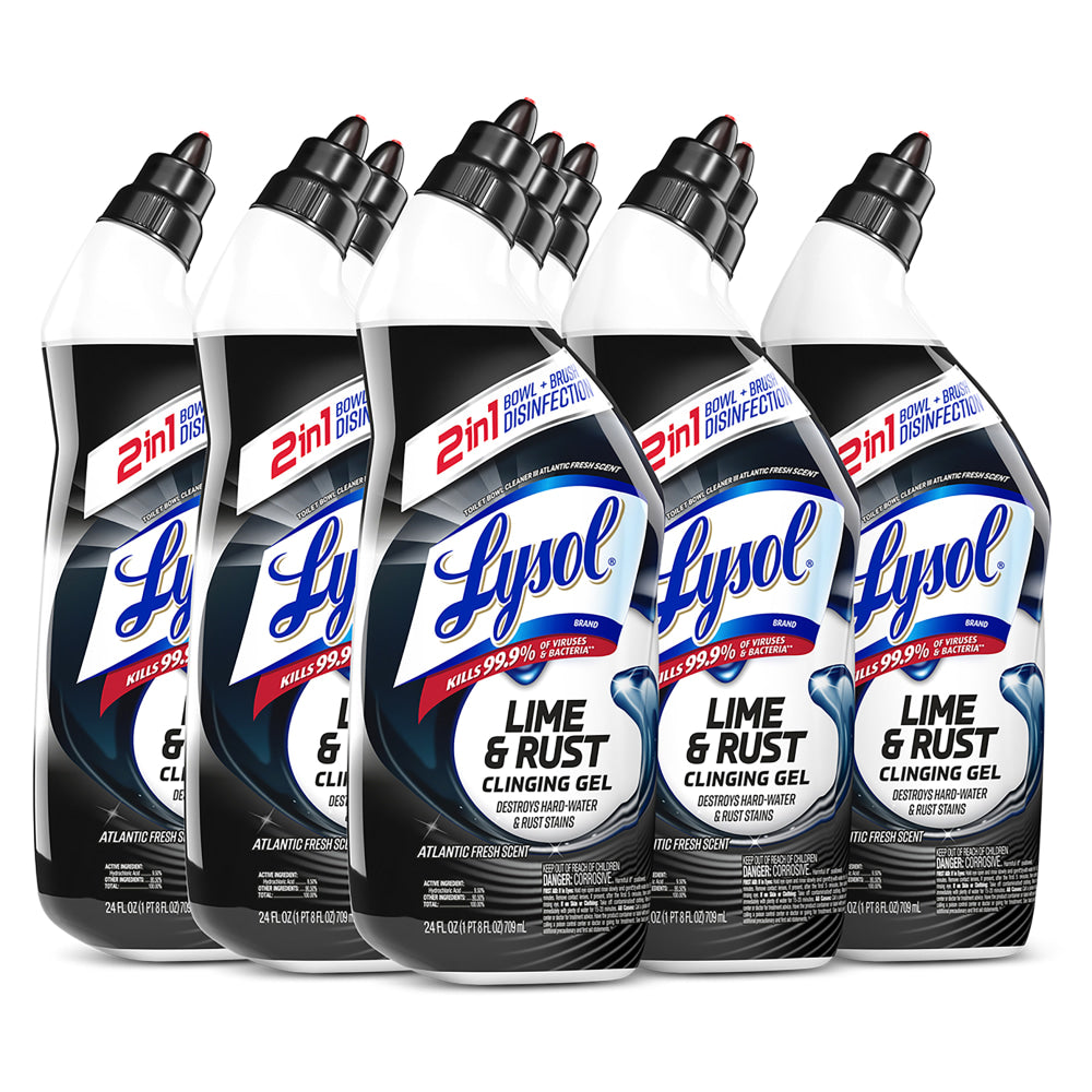 Lysol Lime/Rust Toilet Bowl Cleaner - 24 fl oz (0.8 quart) - Atlantic Fresh Scent - Blue - 9 / Carton