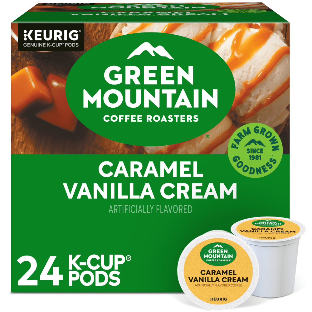 Green Mountain Coffee Single-Serve Coffee K-Cup Pods, Caramel Vanilla Cream, Carton Of 24
